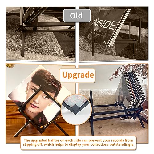 REGAL DISPLAY Vinyl Record Storage Holder - 12 inches 70 Album Holder Display Stand - Book and Record Album Storage - Album and LP Storage Organi