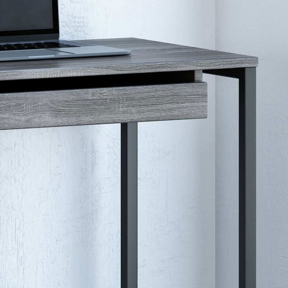 N/A Imitation Wood Computer Desk Dark Grey Black Desk Desk With Locker Drawer Office Furniture Home (Color : A)