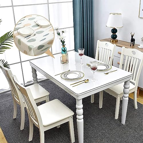 ramoni Pvc Table Cloth,180 * 137cm Leaf Tablecloth PVC TableCloth Plaid Wipeable Tablecloth Rectangular, Resistant,Waterproof,Oil-proof Gingham T