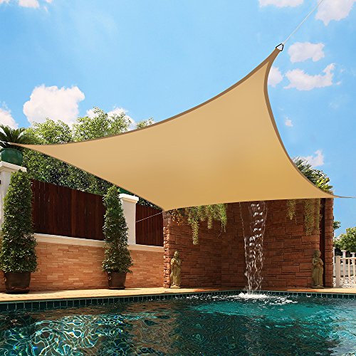 Greenbay Sand Patio Anti-UV Shade Sail - 3x3m Square - Gazebo Sail Awning Canopy