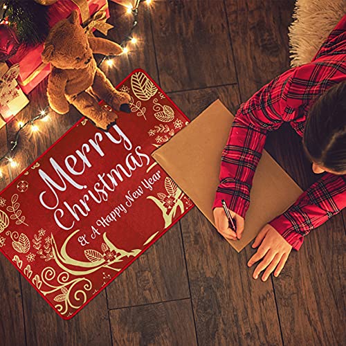 TSLBW Christmas Doormat Printed Non-Slip Rugs Merry Santa Claus Patterned Carpet Floor Door Mat for Entrance Living Room Bedroom Bathroom Xmas Ho