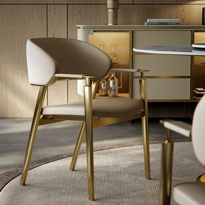 WALNUT Metal Chairs Dining Room Comfortable Armrests Relaxing Chair Adults Furniture