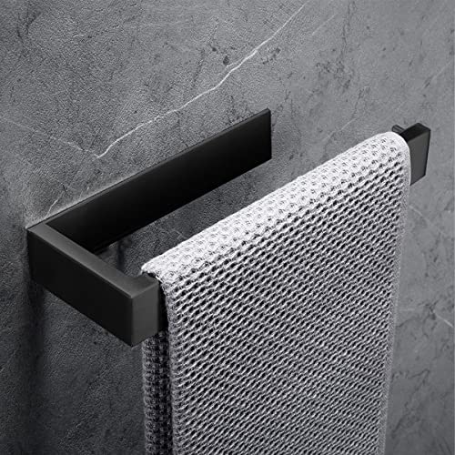 Hallyware Self Adhesive Hand Towel Holder SUS 304 Stainless Steel Towel Ring with No Drilling for Bathroom and Kitchen,Matt Black