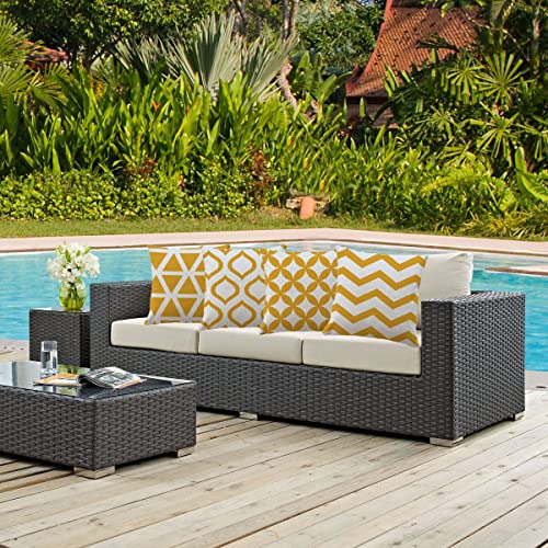 Hangood Waterproof Cushion Covers Outdoor Garden Geometry Set of 4pcs Throw Pillow Case Home Decorative Sofa Protectors Chair Living Room Yellow