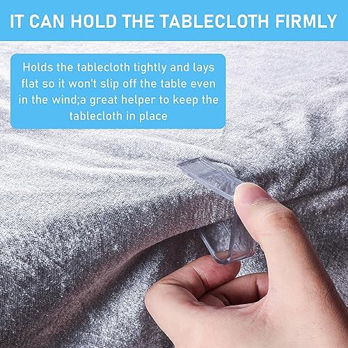 OUZHOU 32pcs Plastic Tablecloth Clip, Transparent Table Cover Clips Practical Table Cloth Holder Clips Table Cover Clips for Christmas Home Weddi