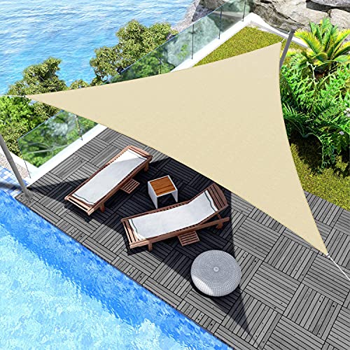 KAHEIGN Triangle Sun Shade Sail, 3m x 3m x 3m Waterproof 98% UV Block Sun Shade Canvas 180gsm Sunscreen Awning Canopy for Outdoor Garden Patio Ya