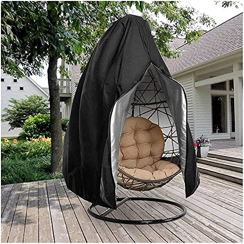 Patio Hanging Chair Cover - Egg Swing Cocoon Chair Cover with Zipper, Outdoor Waterproof Windproof Durable Heavy Duty Garden Furniture Protector,