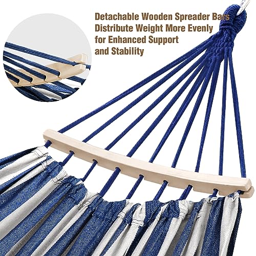 Chihee Cotton Hammock Large Soft Breathable Camping Hammock Holds Up to 660lbs Portable Tree Hammock with Detachable Spreader Bar Pillow 2 Strong