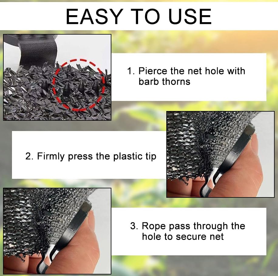 Jogoico 100pcs Shade Cloth Plastic Clips, Reusable Lock Grip for Sunshade Net, Windproof Garden Shade Net Clip for Tent Shelters Fixing, Greenhou