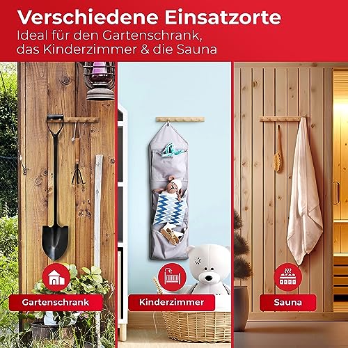 LouMaxx Wooden hook rack made of pine with 6 wooden hooks - wooden wall coat rack - children's coat rack - wooden coat hook for wall mounting mad