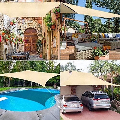 KAHEIGN Sun Shade Sail, 2.5m x 3m Waterproof 98% UV Block Sun Shade Canvas 120gsm Sunscreen Awning Canopy for Outdoor Garden Patio Yard Party (Cr