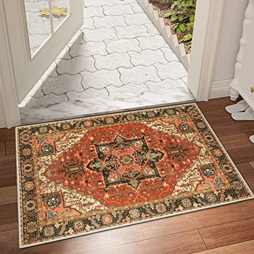 Collive Washable Indoor Door mat, Non Slip Retro Entryway Rug 20" x 32" Doormat Quick Absorbent Entrance Rug Distressed Front Door Mat, Welcome M