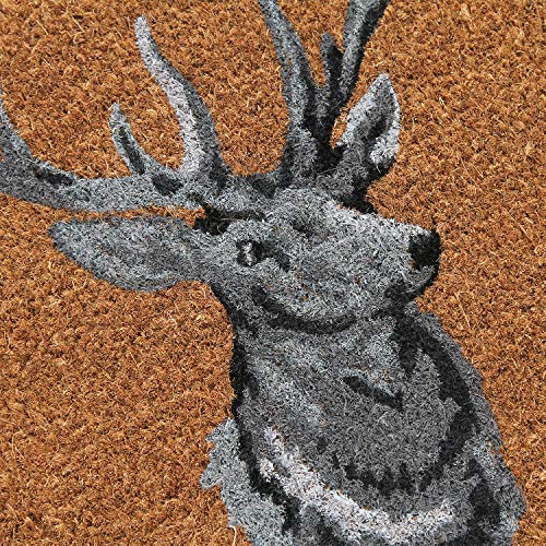 Coco & Coir Door Mats Indoor/Outdoor | Non Slip Bold Stag Head Design Entrance Mat (Stag Head 45cm x 75cm)