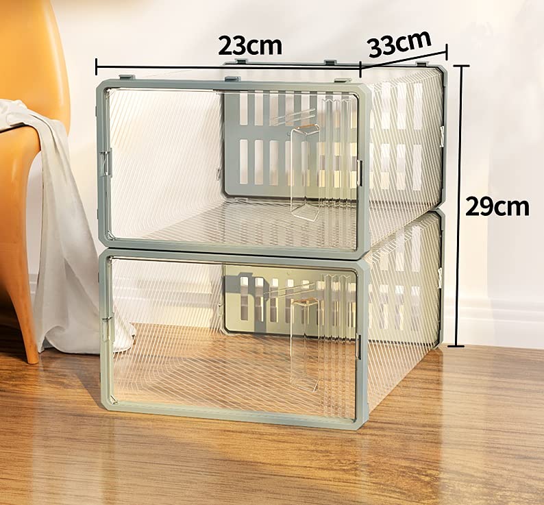 Senhill 6 Pack Shoe Boxes Stackable Shoes Storage ABS Plastic Clear Shoe Organizer Shoes Case Shoes Cabinet Shoe Holder Clamshell Drawer Shoe Box