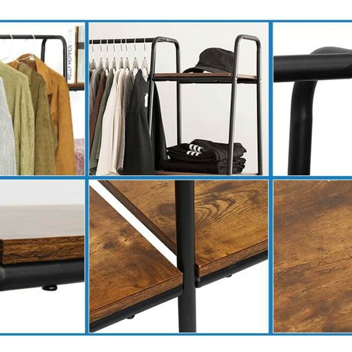 WALNUT Floor-standing Coat Rack Home Bedroom Iron Hanger Clothing Store Bag Shoes Display Clothes Rack