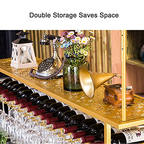 KEppd Wine Rack Wall Mounted - Ceiling Hanging Wine Glass Rack European Style Wine Bottle Holder Decoration Stemware Goblet Shelf for Bars, Adjus