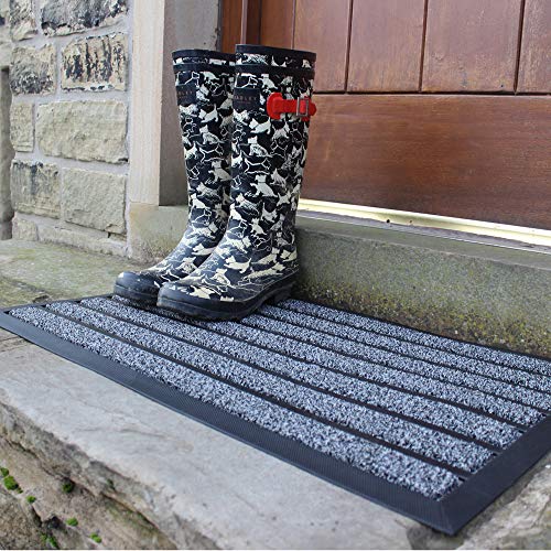 JVL Dirt Stopper Pro Rectangular Scraper Entrance Door Mat, Grey, 45 x 75 cm