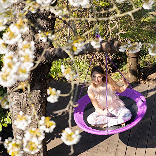 Relaxdays Outdoor Nest Swing for Kids & Adults, 110 cm, for Up To 100 kg, Round Swing, Red