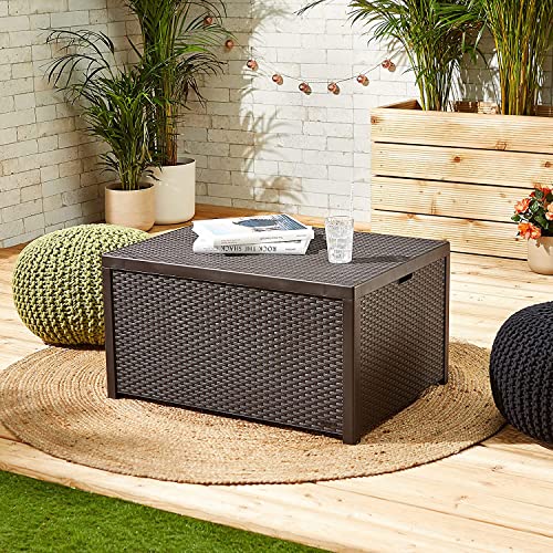 Keter Allibert Arica rattan effect Coffee Table with storage Outdoor Garden Furniture - Brown
