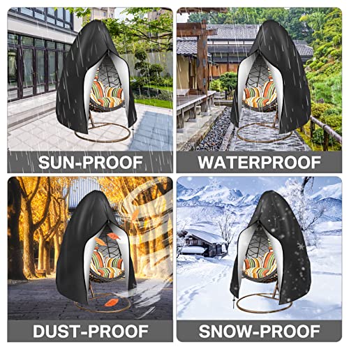 Teynewer Patio Hanging Egg Chair Cover, Outdoor Single Seat Swing Egg Chair Cover Waterproof with Zipper, Outdoor Swing Egg Chair Cover 190 x 115