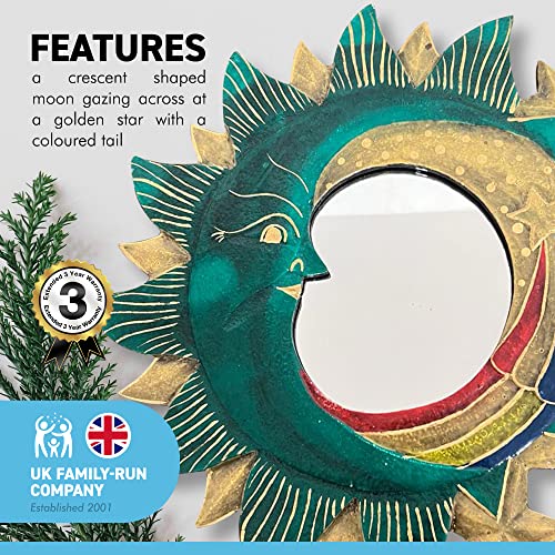 Thorness Large wooden CELESTIAL wall hanging DECORATIVE MIRROR | Wall Decoration Hallway Mirror for Bedroom Living Room Bathroom Hallway | 38mm d