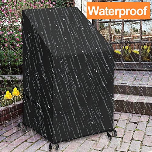 Patio Stacking Chair Cover, 2pcs Outdoor Garden Chair Covers, Heavy Duty 210D Oxford Fabric Patio Chair Cover Waterproof Breathable Windproof Ant