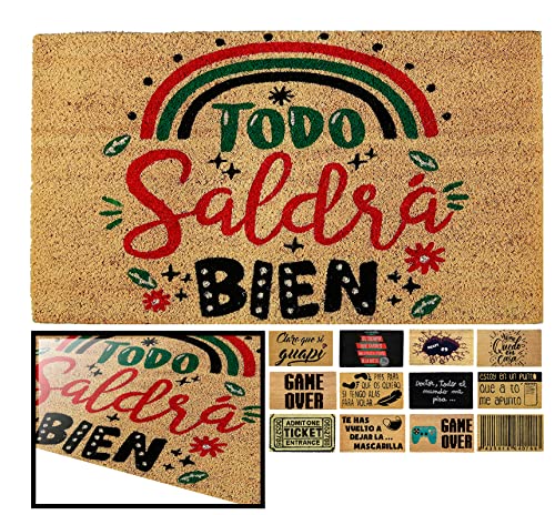 LucaHome Natural Coconut Door Mat 70 x 40 with Non-Slip Base, Coconut Door Mat Funny Lemonade, Absorbent Door Mat Entrance Home, Ideal for Outdoo