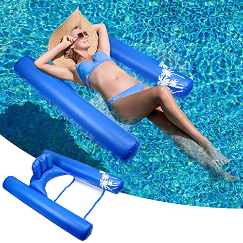 Homgaty Water Hammock, 4-in-1 Multi-Purpose Inflatable Pool Hammock, Swimming Pool Float Hammock Portable with 2 Pcs Inflatable Drink Holders for