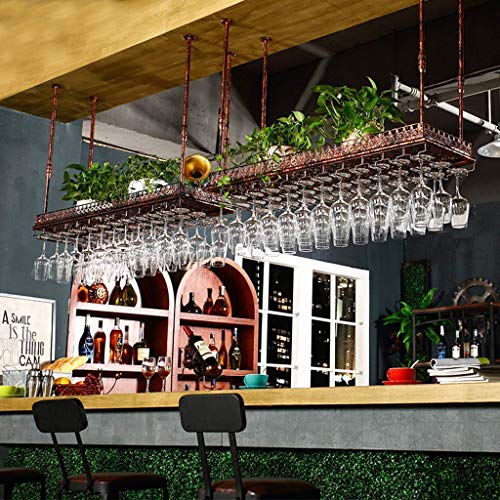EYLINK Wine Racks,Wine Lovers/Floating Wine Shelf Wine Glass Rack Wine Rack Adjustable Height Ceiling Mounted Hanging Wine Bottle Holder Metal Ir