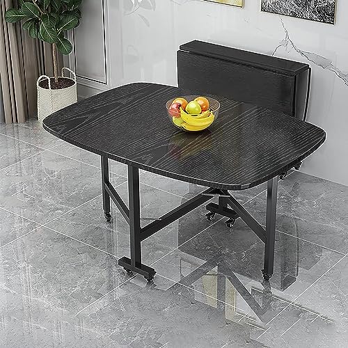 Kitchen Folding Dining Table, Extendable Butterfly Table, Space Saving Wood Rectangular Drop Leaf Table, Versatile Dinner Table with 6 Wheels, fo