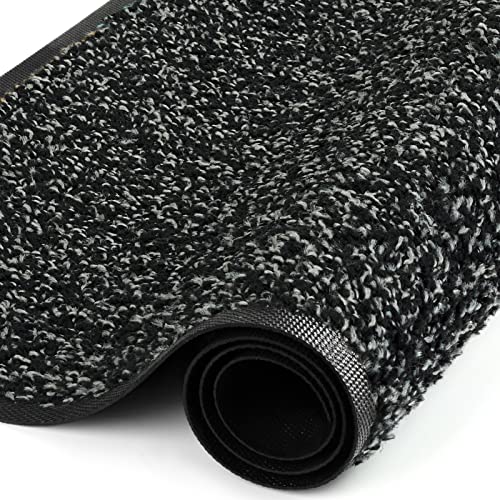 Mibao Dirt Trapper Door Mat for Indoor&Outdoor, 24" x 36", Anthracite Black, Washable Barrier Door Mat, Heavy Duty Non-Slip Entrance Rug Shoes Sc