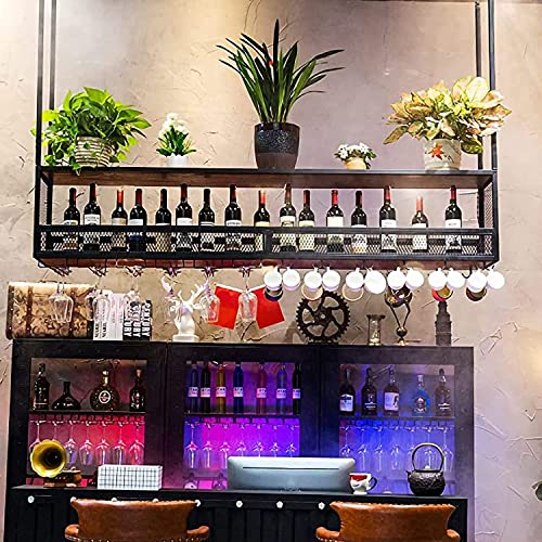 EMISOO Hanging Ceiling Shelf Wine Glass Holder, Upside Down Wine Rack, Simple Style Iron Hanging Wine Glass Rack Ceiling Decoration Shelf, for Ba