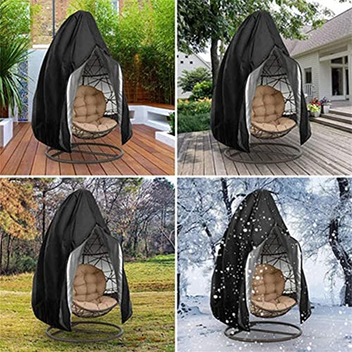 Egg Chair Cover Patio Waterproof Oxford Garden Cocoon Swing Hanging Egg Chair Protective Cover Rattan Wicker Garden Lawn Chair Protector Black