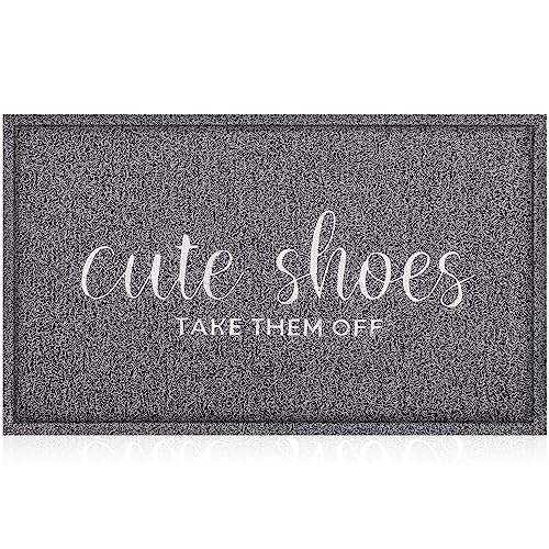 Outdoor Welcome Mat for Funny Outside Home Entry Mats Cute Shoes Take Them Off Entryway Large 18 x 47 inch for Bedroom Shoe Scraper Non Slip PVC