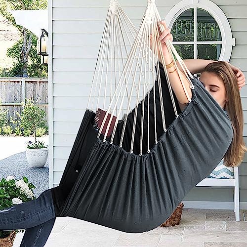 Chihee Hammock Chair Swing Chair Strong Metal Collapsible Spreader Bar Portable Hanging Chair Max 330 lbs Comfy Seat Patio Lawn Chair Cotton Blen