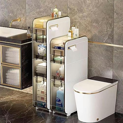 Shykey Bathroom Storage Cabinet Slim Toilet Paper Storage Cabinet Bathroom Floor Cabinet Freestanding Multipurpose Storage Cabinet with Drawer Fr
