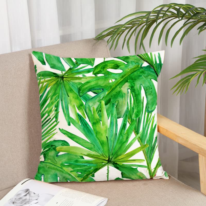 Green Outdoor Cushion Cover Waterproof Tropical Palm Leaves Plant Double Sided Printing Throw Pillow Cover Garden Decor Home Decorate for Livingr