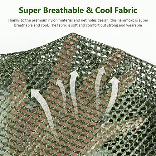 Outdoor Hammock, Super Soft and Breathable, Mesh Hammock Made of Cool Nylon with Wooden for Indoor, Balcony, Garden, Camping, Backpacking