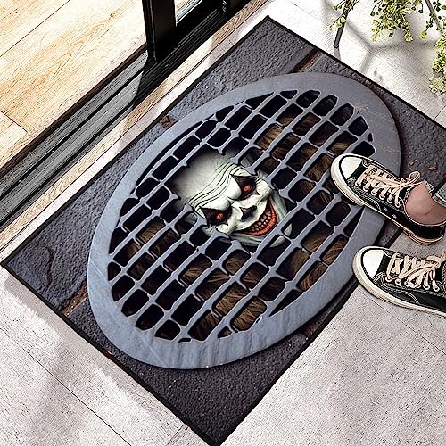 LOFIR Horror Movie Dancing Clown 3D Doormat for Halloween, Non-Skid Indoor/Outdoor Floor Mat with Checkered Illusion, Perfect for Bathroom, Kitch