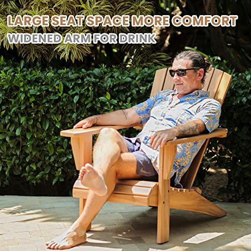 OTSUN Teak Oversized Adirondack Chair, 100% Solid Grade-A Teakwood Patio Chairs Weatherproof for Outdoor, Yard, Poolside