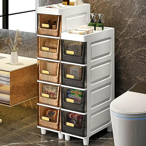 Narrow Dresser Storage Tower Stand, Bathroom Storage Cabinet Organizer, Bathroom Floor Cabinet Storage Cabinet with Drawers, Drawer Storage Tower