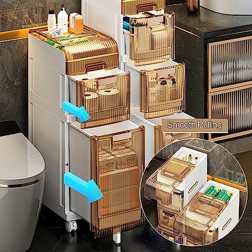 Plastic Storage Bins, 3 Tier Drawers Plastic Home Storage Organizer, Tall Thin Cabinet for Bedroom, Bathroom, Office, Laundry, Kitchen, Craft Roo