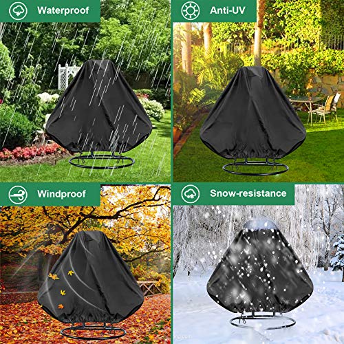 INMUA Egg Chair Cover Waterproof, Patio Hanging Chair Cover Rip Proof 420D Heavy Duty Oxford Fabric Windproof, Anti-UV Rattan Wicker Swing Chair