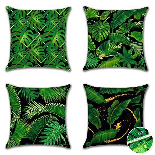 Ohok Outdoor Waterproof Cushion Covers 45x45 cm Pack of 4 Decorative Throw Cushion Covers Cushion Case for Sofa Couch Bed Living Room Outdoor Pat