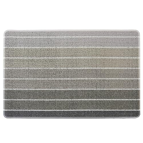 OOKSEN Outdoor Doormats, Waterproof Front Door Mat with Anti-Slip Backing for Entryway, Black Striped Welcome Door Mats Dirt Trapper for Outdoor