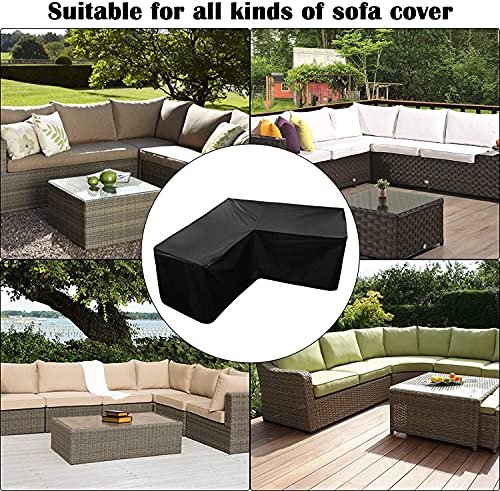 Corner Sofa Cover COOSOO Outdoor Garden Furniture Cover Waterproof Durable 210D Oxford V/L Shaped Sectional Couch Rattan Corner Sofa Table Chair