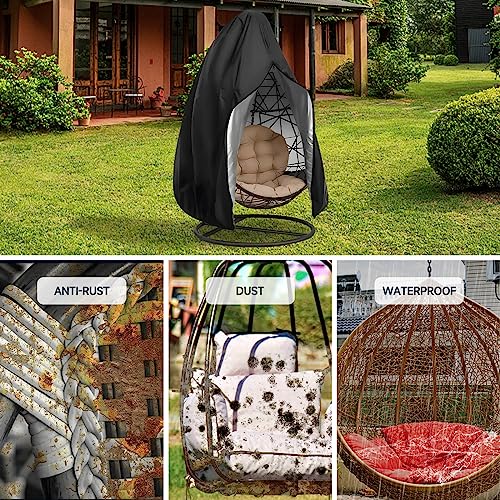NEVERLAND Large Egg Chair Covers Waterproof Egg Chair Covers with Zipper and Telescopic Pole 210D Heavy Duty Veranda Garden Cover for egg chair o