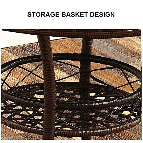 JHKGY 3-Piece Modern Conversation Bistro Chat Set Patio Wicker Chairs, Outdoor All-Weather Wicker Furniture,Metal Frame Woven Seat,Glass Top Side