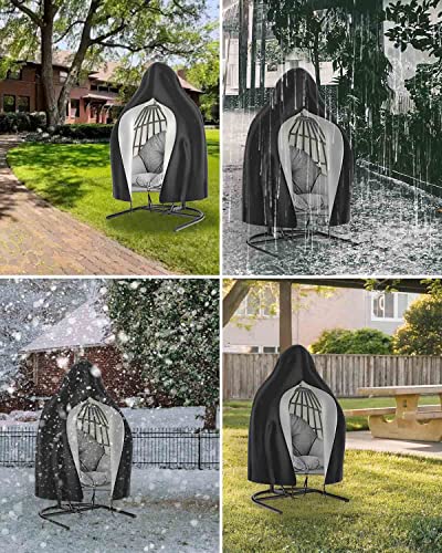 Trongle Egg Chair Cover Waterproof, 190 * 115cm Heavy Duty Outdoor Swing with Zipper and Drawstring, 210D Oxford UV-Anti Windproof Patio Hanging