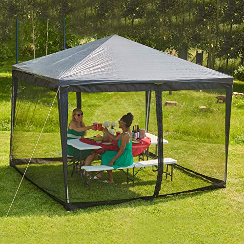 Relaxdays Mosquito Net For 3 x 3 m Pavilion, 2 Panels, With Zipper, Hook & Loop Fastener, 12 m XL Bug Netting, Black